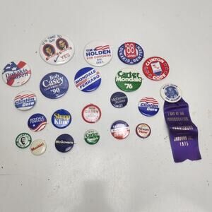 VTG Political Campaign Buttons 1970-80's Presidential Congress Vote For 21 Pins